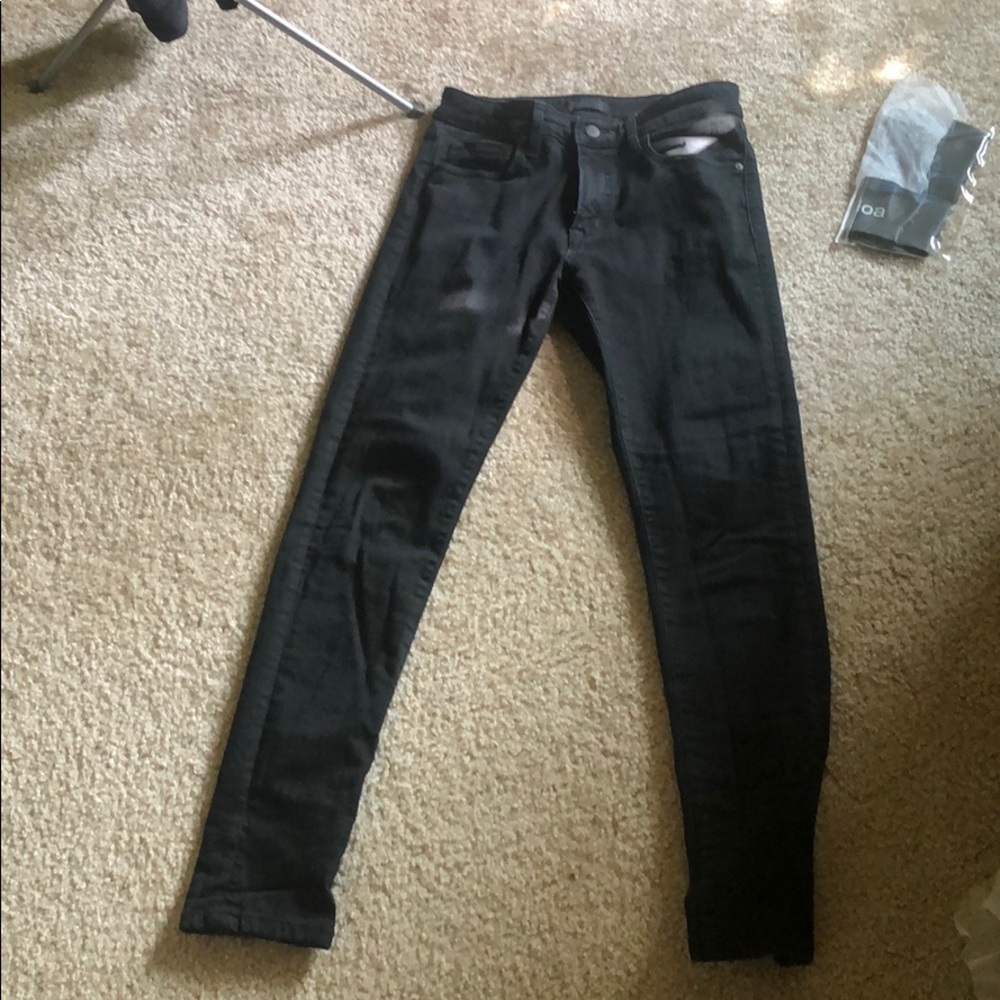 Black Uniqlo jeans. 29x34 but cuffed to be 29x32.
